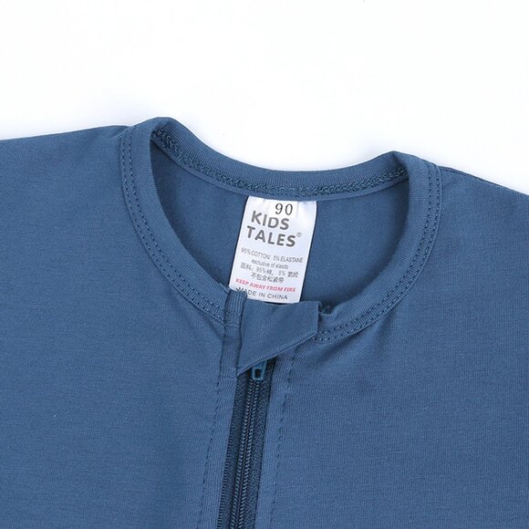 CUTE MONOGRAM-BABY ROMPER-Short Sleeve Double Zipper Cotton Blue 4-Sizes Boy - Picture 6 of 13